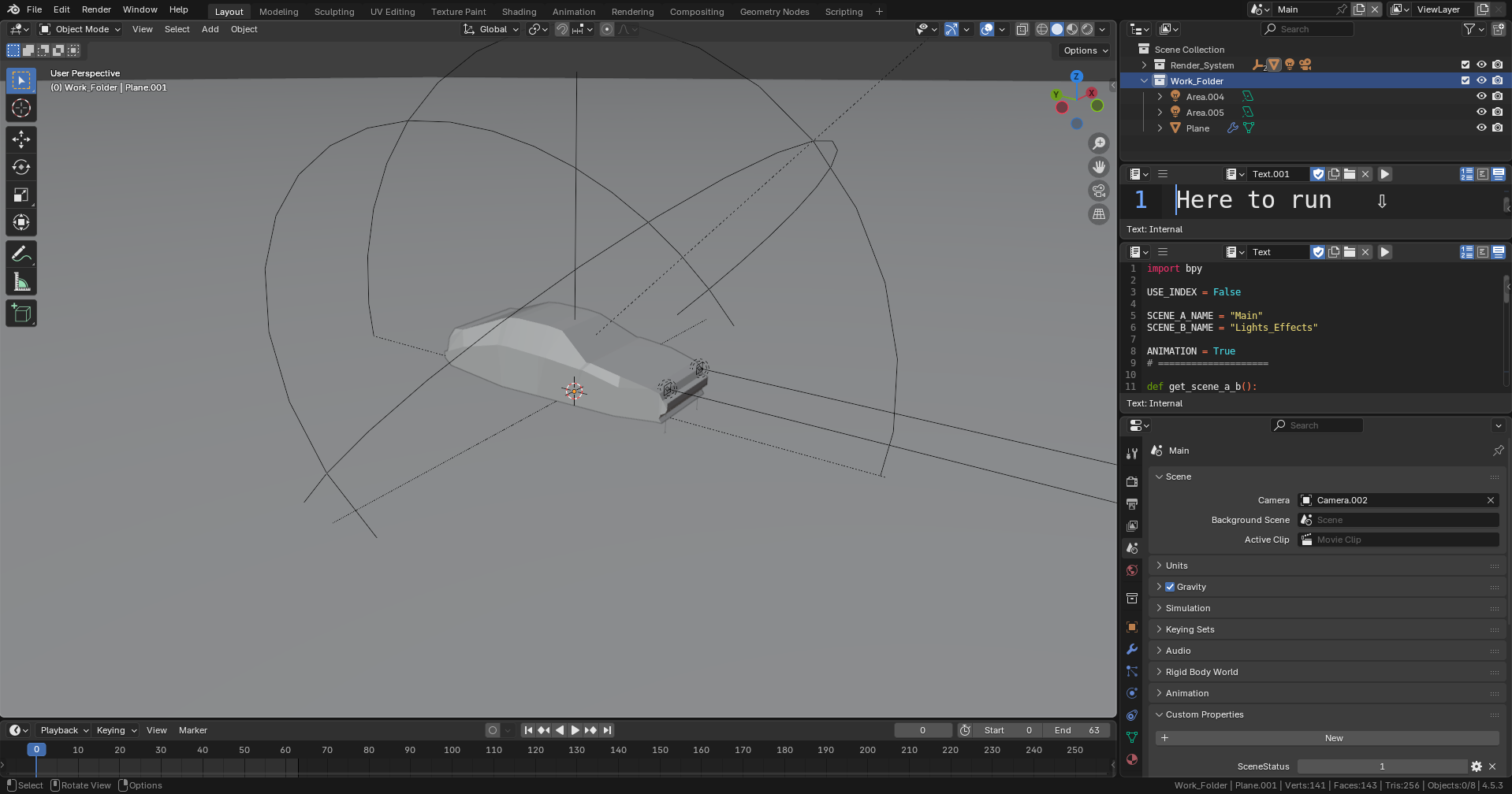 Template screen after launch