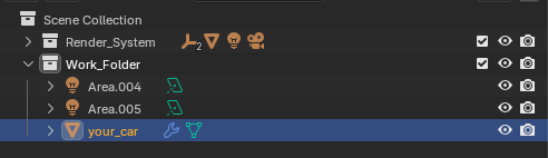 Work folder with imported car
